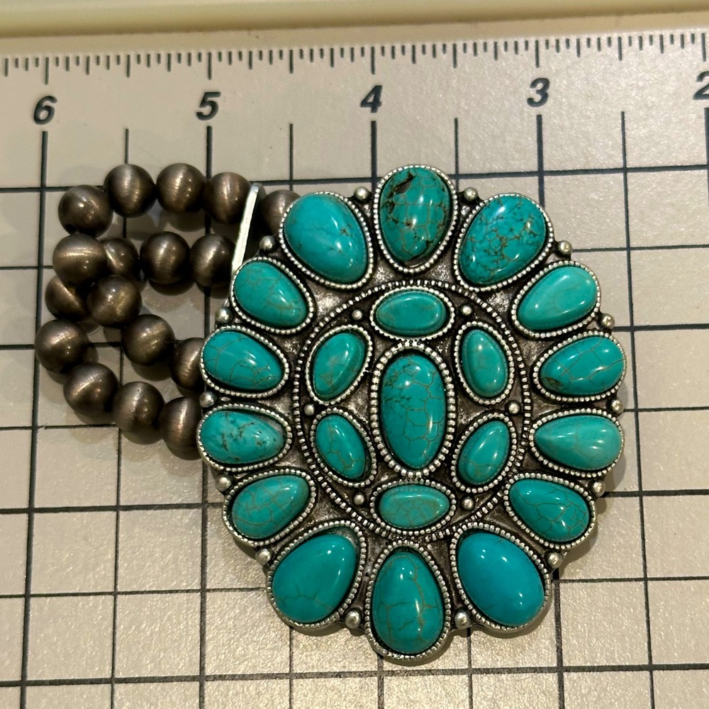 Boho Western Turquoise Silver Bracelet